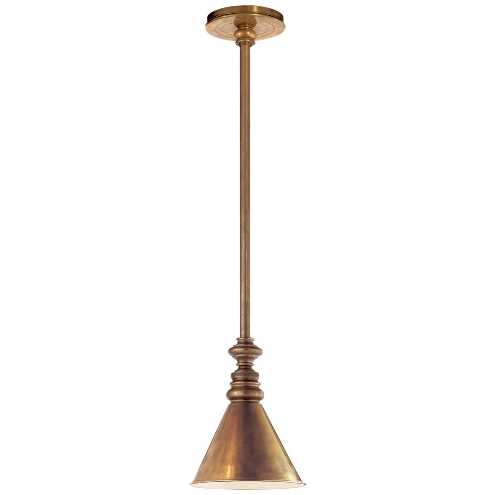 Visual Comfort Signature Collection Boston Pendant in Hand-Rubbed Antique Brass with Mini Slant Shade