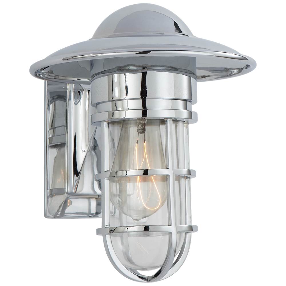 Visual Comfort Signature Collection Marine Indoor/Outdoor Wall Light in Chrome with Clear Glass