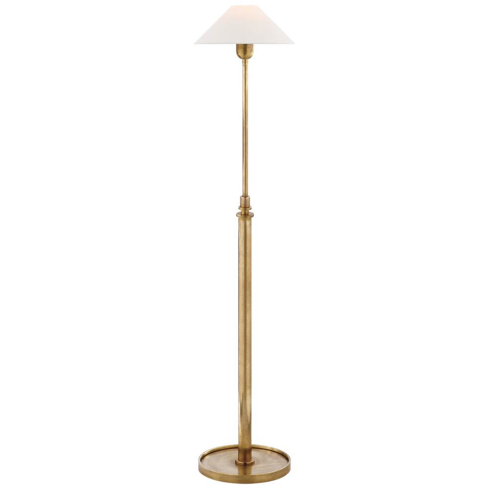 Visual Comfort Signature Collection Hargett Floor Lamp in Hand-Rubbed Antique Brass with Linen Shade