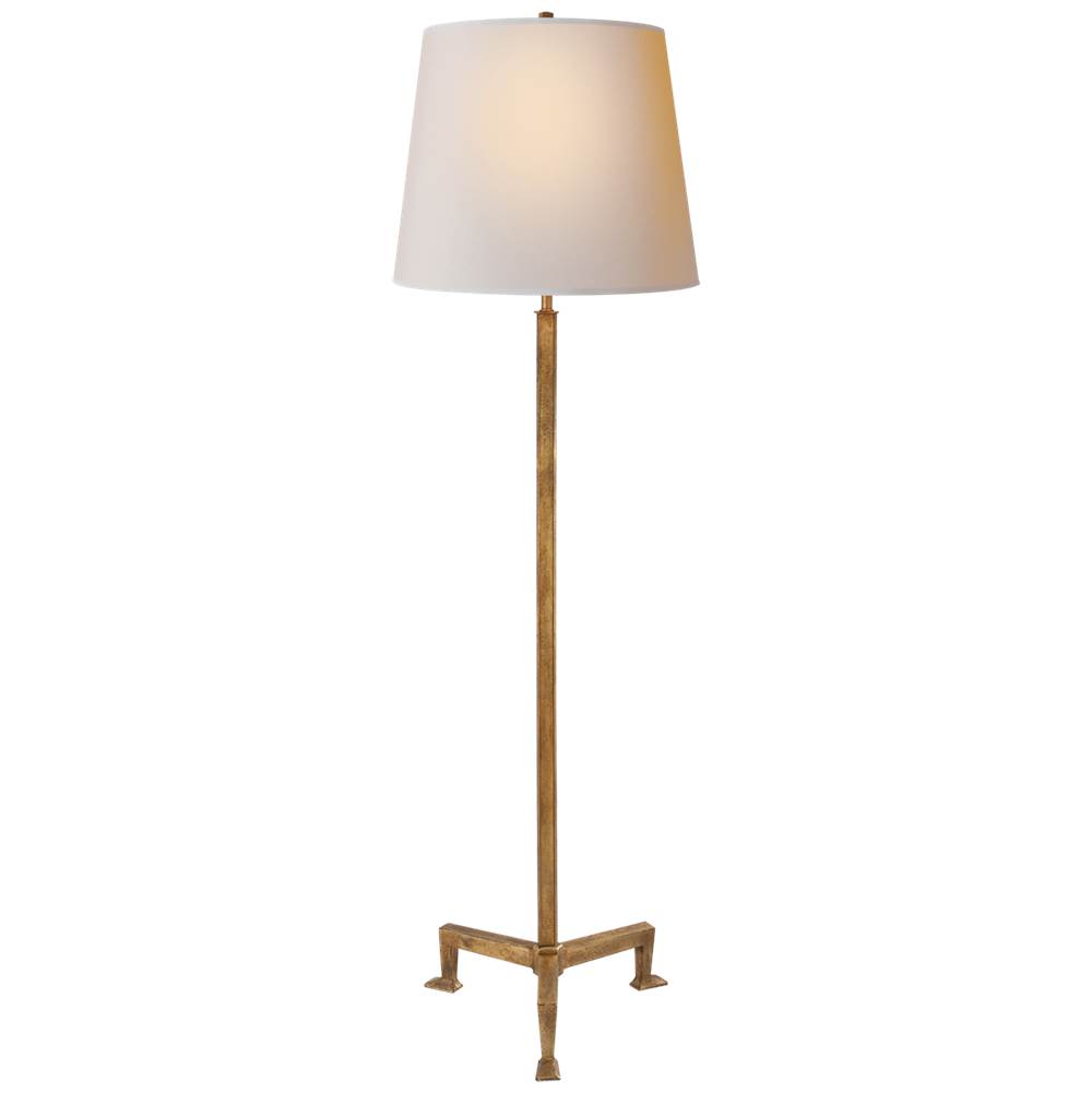 Visual Comfort Signature Collection Parish Floor Lamp in Gilded Iron with Natural Paper Shade