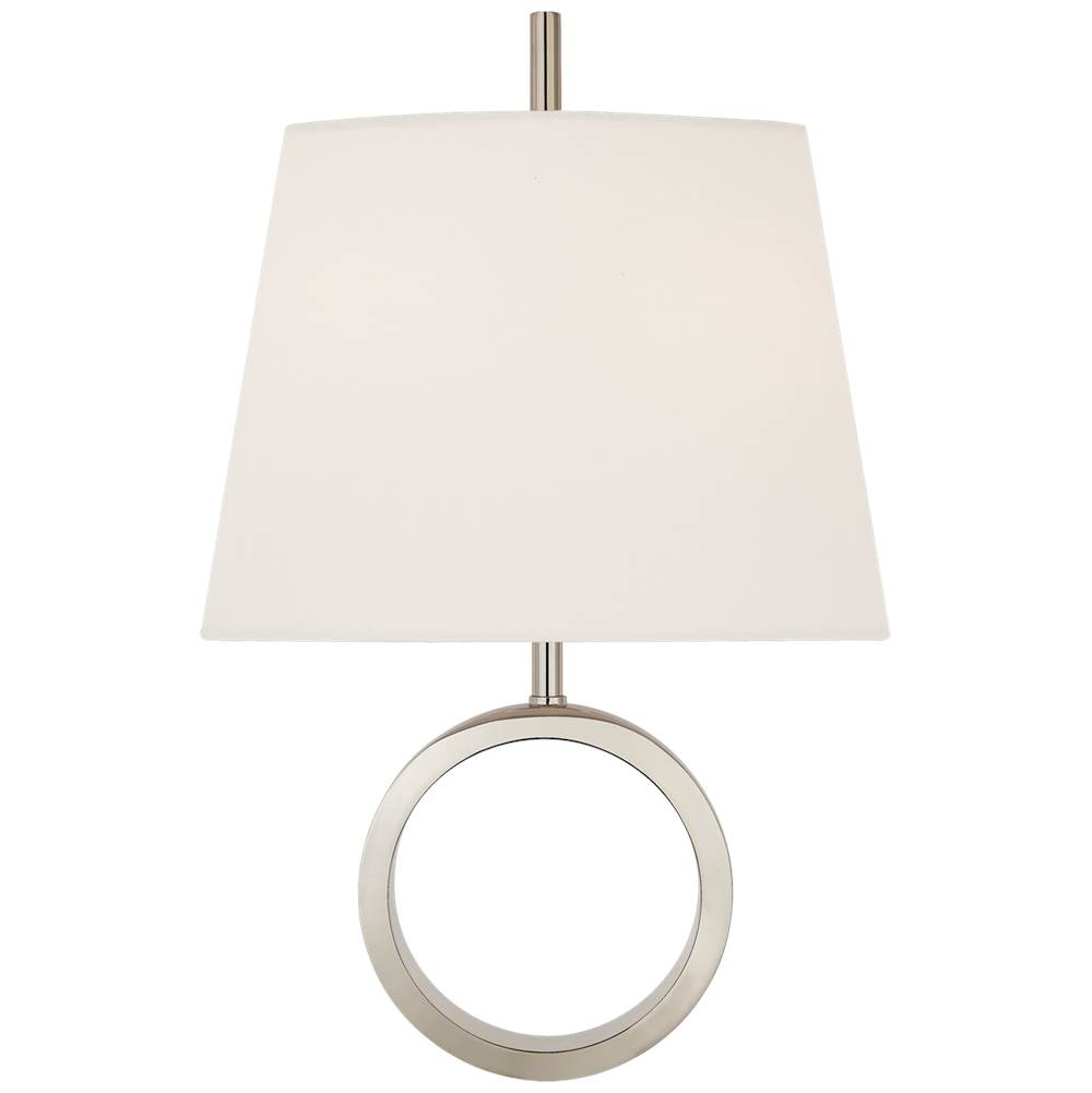Visual Comfort Signature Collection Simone Small Sconce in Polished Nickel with Linen Shade