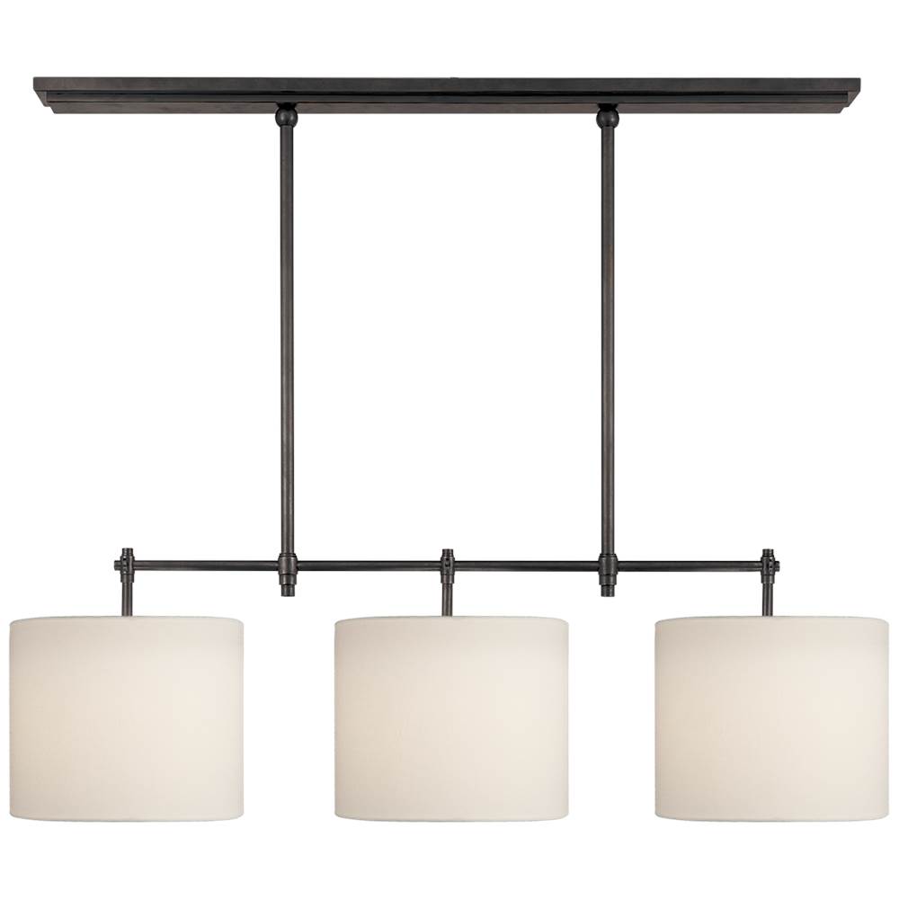 Visual Comfort Signature Collection Bryant Small Billiard in Bronze with Linen Shades