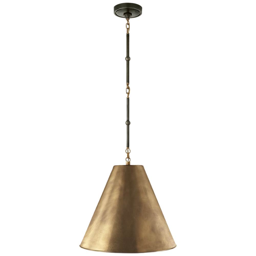 Visual Comfort Signature Collection Goodman Small Hanging Light in Bronze and Hand-Rubbed Antique Brass with Hand-Rubbed Antique Brass Shade