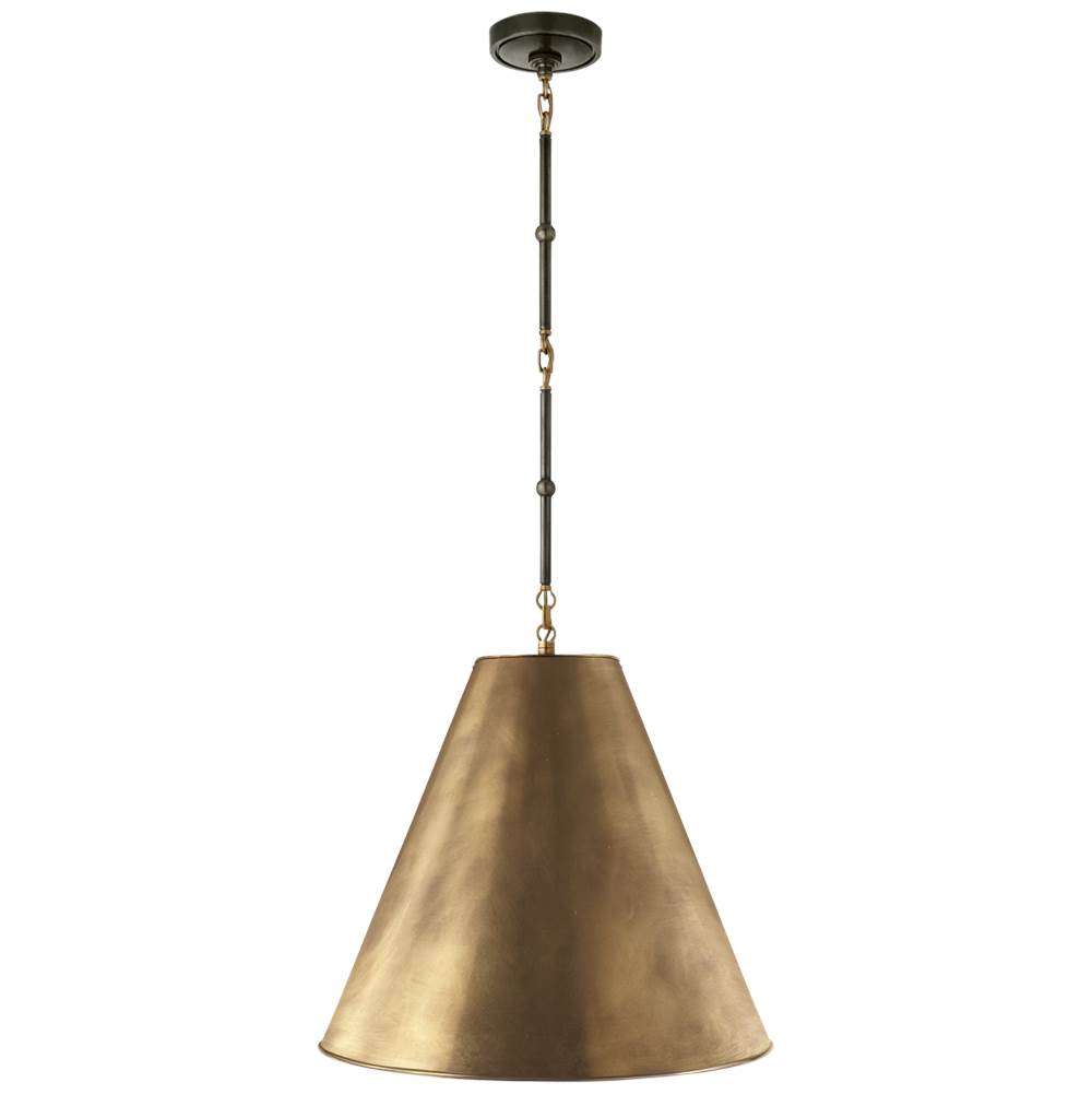 Visual Comfort Signature Collection Goodman Medium Hanging Light in Bronze and Hand-Rubbed Antique Brass with Hand-Rubbed Antique Brass Shade