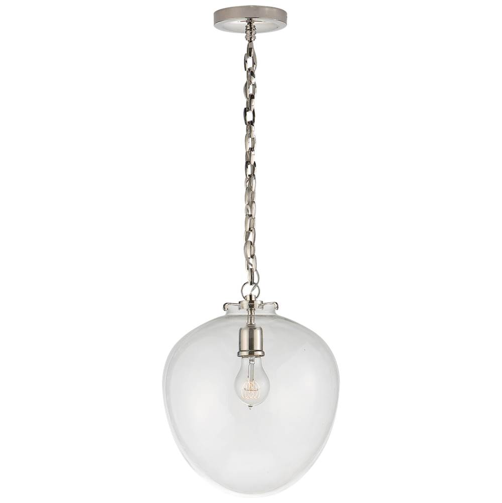 Visual Comfort Signature Collection Katie Acorn Pendant in Polished Nickel with Clear Glass