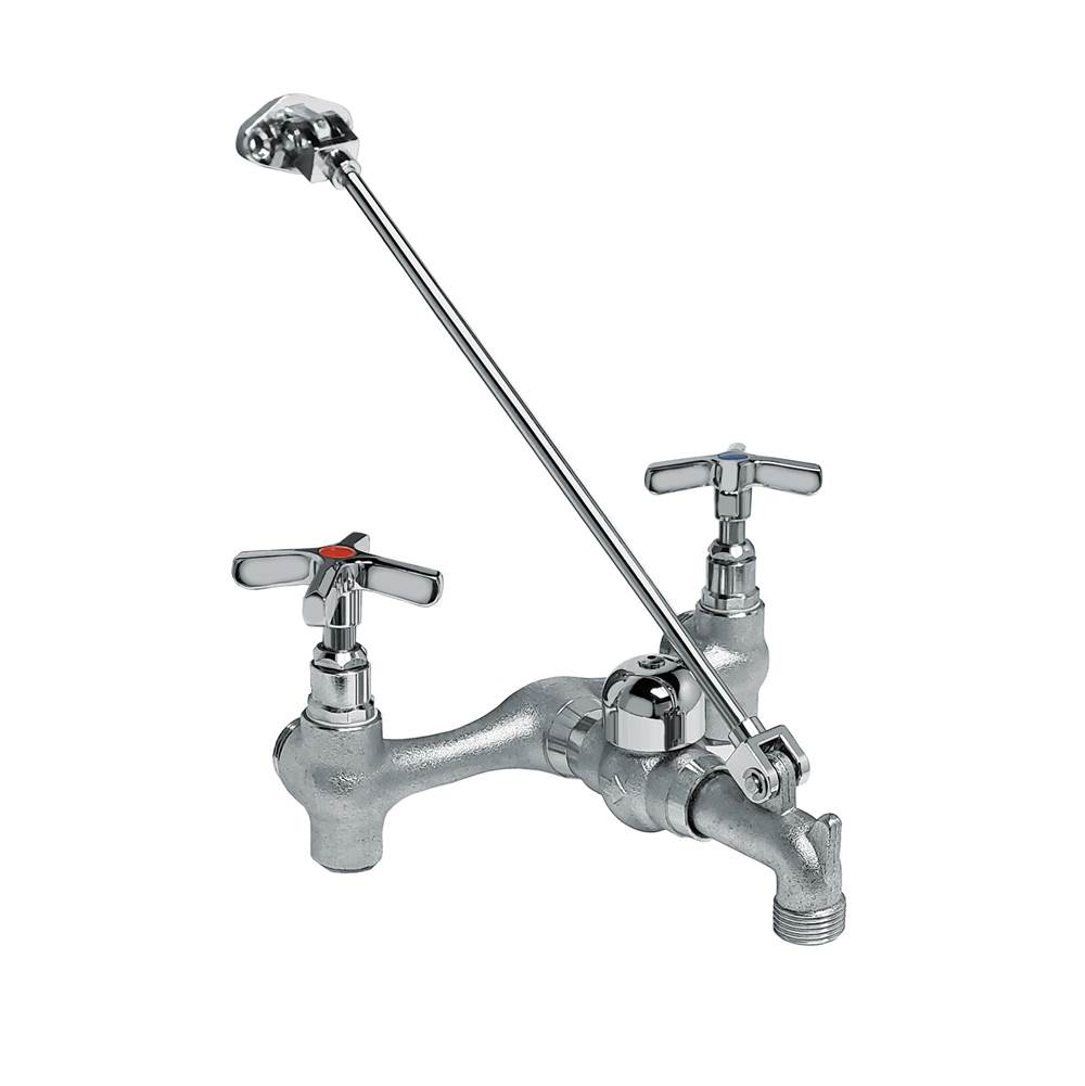Whitehaus Collection Heavy Duty wall mount service sink faucet with support bracket and cross handles
