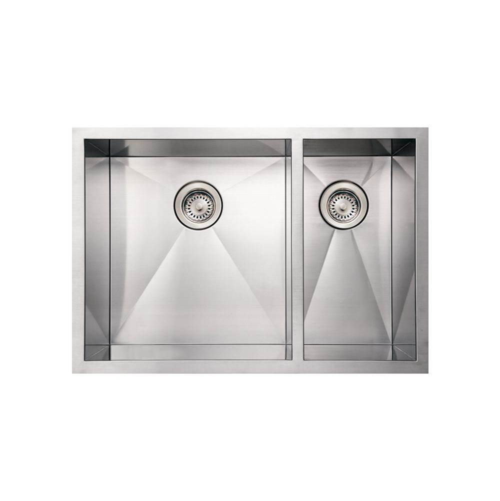 Whitehaus Collection Noah's Collection Brushed Stainless Steel Commercial Double Bowl Undermount Sink