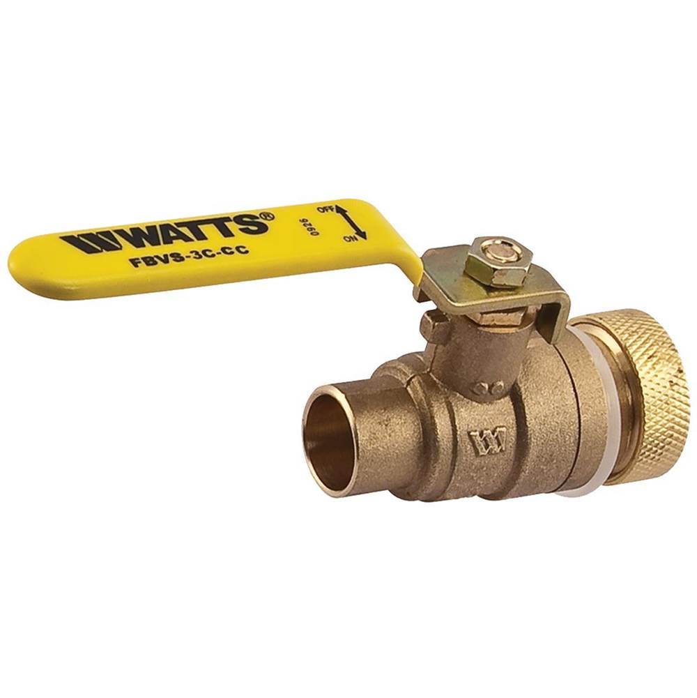 Watts 1/2 In Lead Free 2-Piece Full Port Ball Valve, Cap and Chain, with Solder End Connections