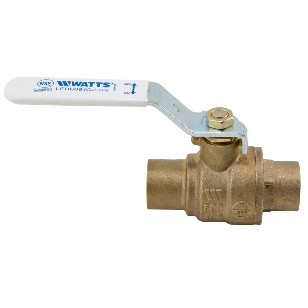 Watts 1 1/4 IN 2-Piece Full Port Lead Free Bronze Ball Valve, Stainless Steel Ball and Stem, Solder End Connections