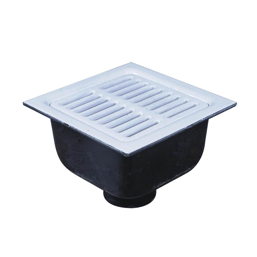 Watts Floor Sink Body, 12 IN Square, 6 IN Deep, Cast Iron, Porcelain Enamel Coated Interior, 3 IN Push On